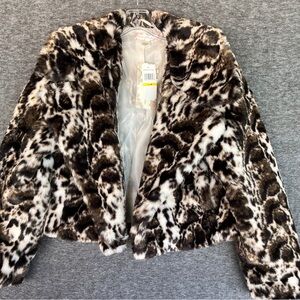 Leopard Print‎ Fax Fur crop Teddy Jacket